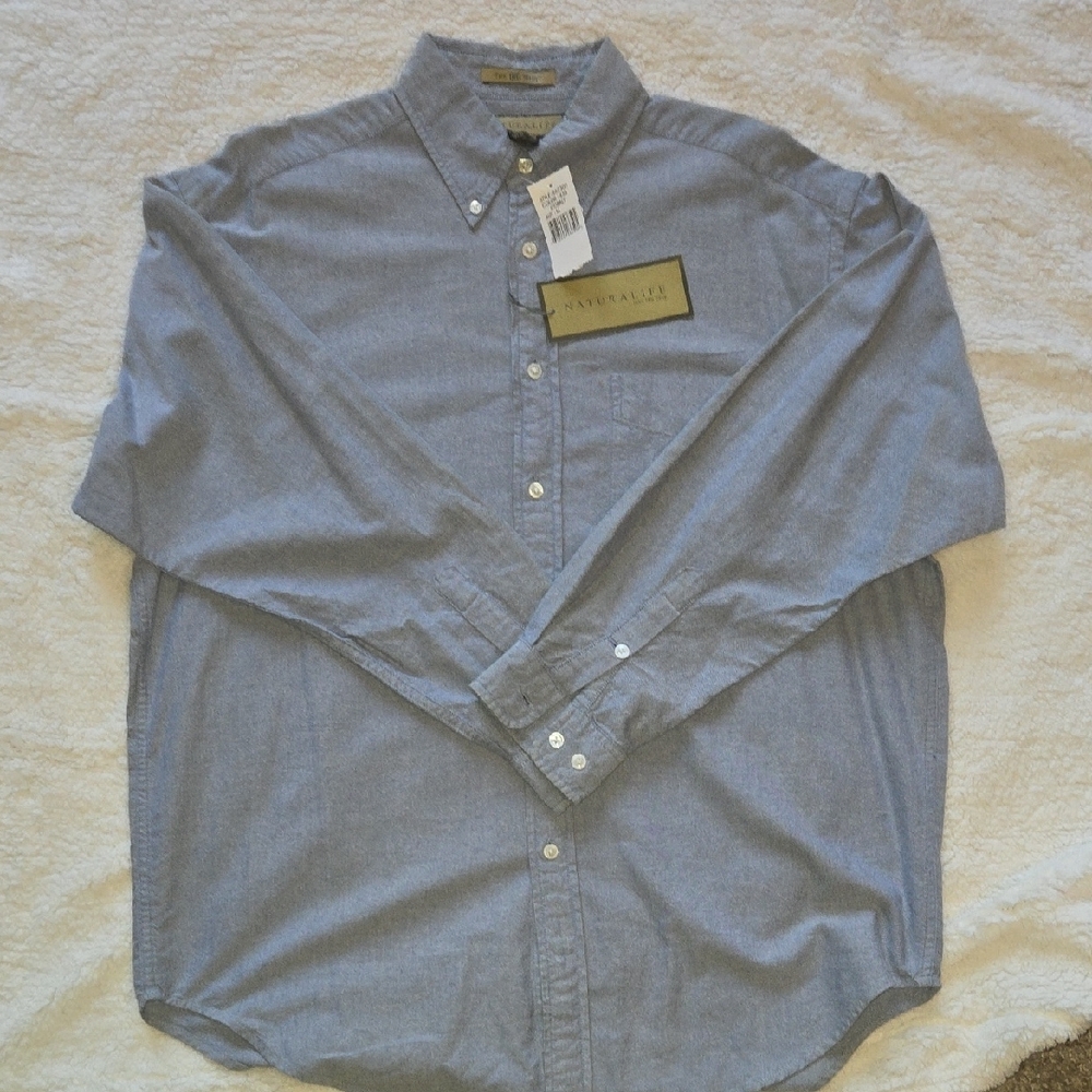 Natural Life Men's Casual Gray Button Down Shirt